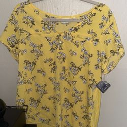 XL Yellow Floral Janet Chung Blouse