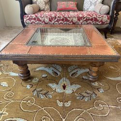Copper and Stone Square Coffee Table