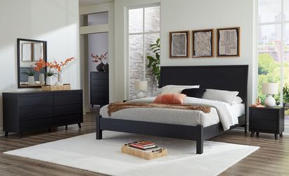 Black- 5Pc Bedroom Set-Panel Bed With Low Footboard Set