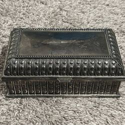 Vintage Silver Plate Jewelry Trinket Box
