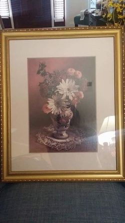 Gold framed flower art