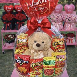 Bear Basket Chips Valentines Day 