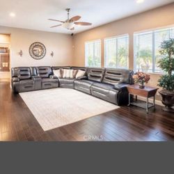 Leather Sectional (Black-Cherry) In Color