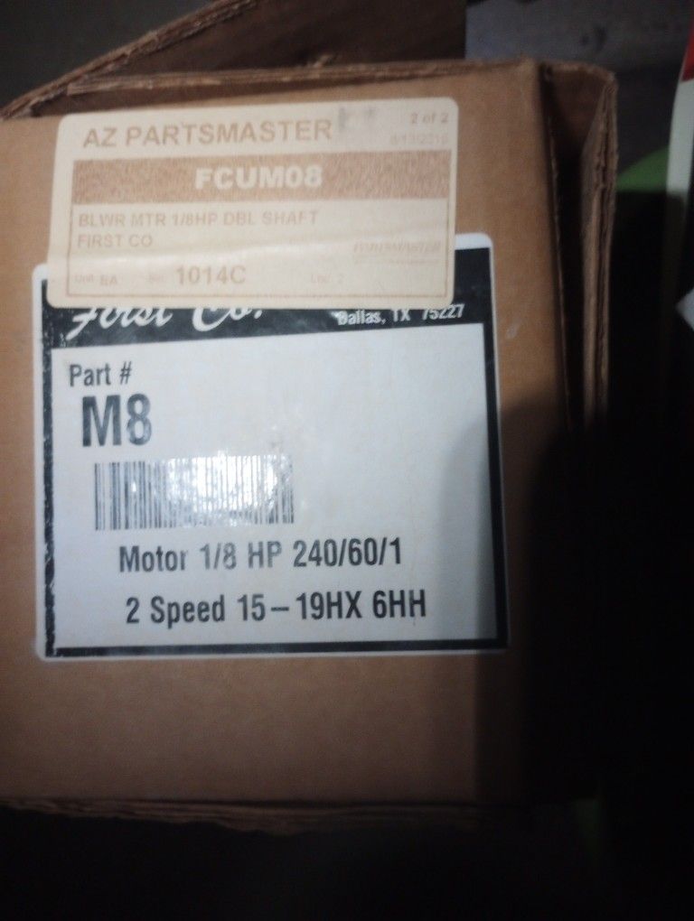 Motor 1/8 HP 240/60/1 2 Speed 15 19HX 6HHT