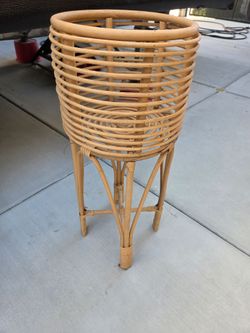 Rattan Plant Stand with Basket