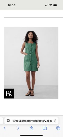 New Banana Republic Square Neck Linen Blend Mini Dress Tall Size S