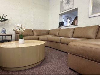 4Pc Light Brown Top Grain Radley Leather Sectional
