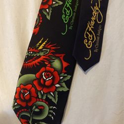 EdHardy Dragon &Roses Tie