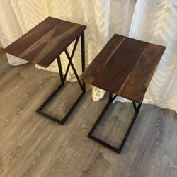 2 End Tables.. Wood Top And Metal Frame.. $40 Both
