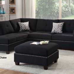 New Black Or Gray Sectional And Ottoman Sofa Couch