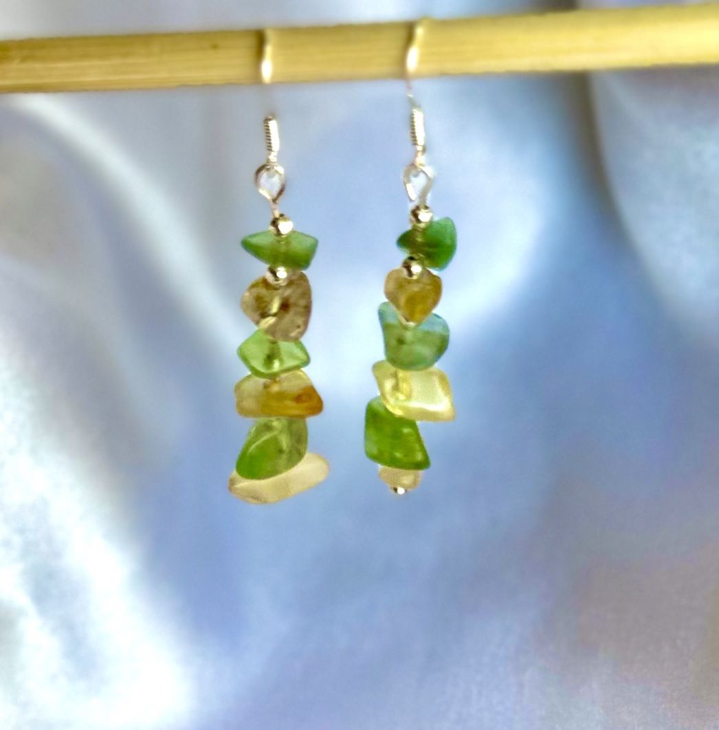 Green and Yellow Fluorite Earrings