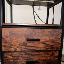 Wooden Side Table with Strip Light