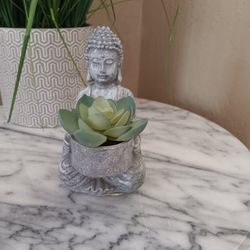 $8 Small 6" Sitting Buddha with Artificial Succulent