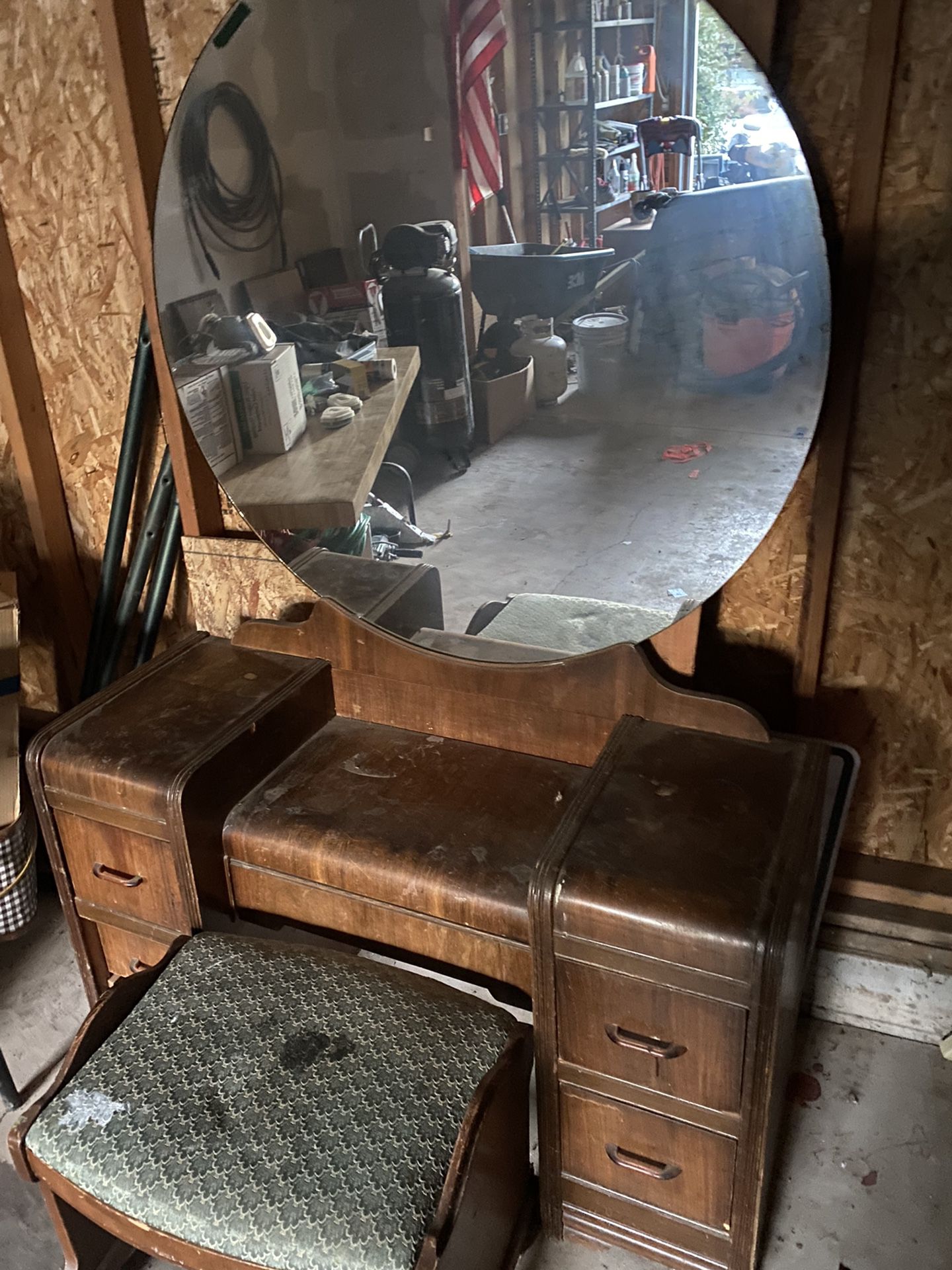 Vintage antique dresser vanity with huge mirror