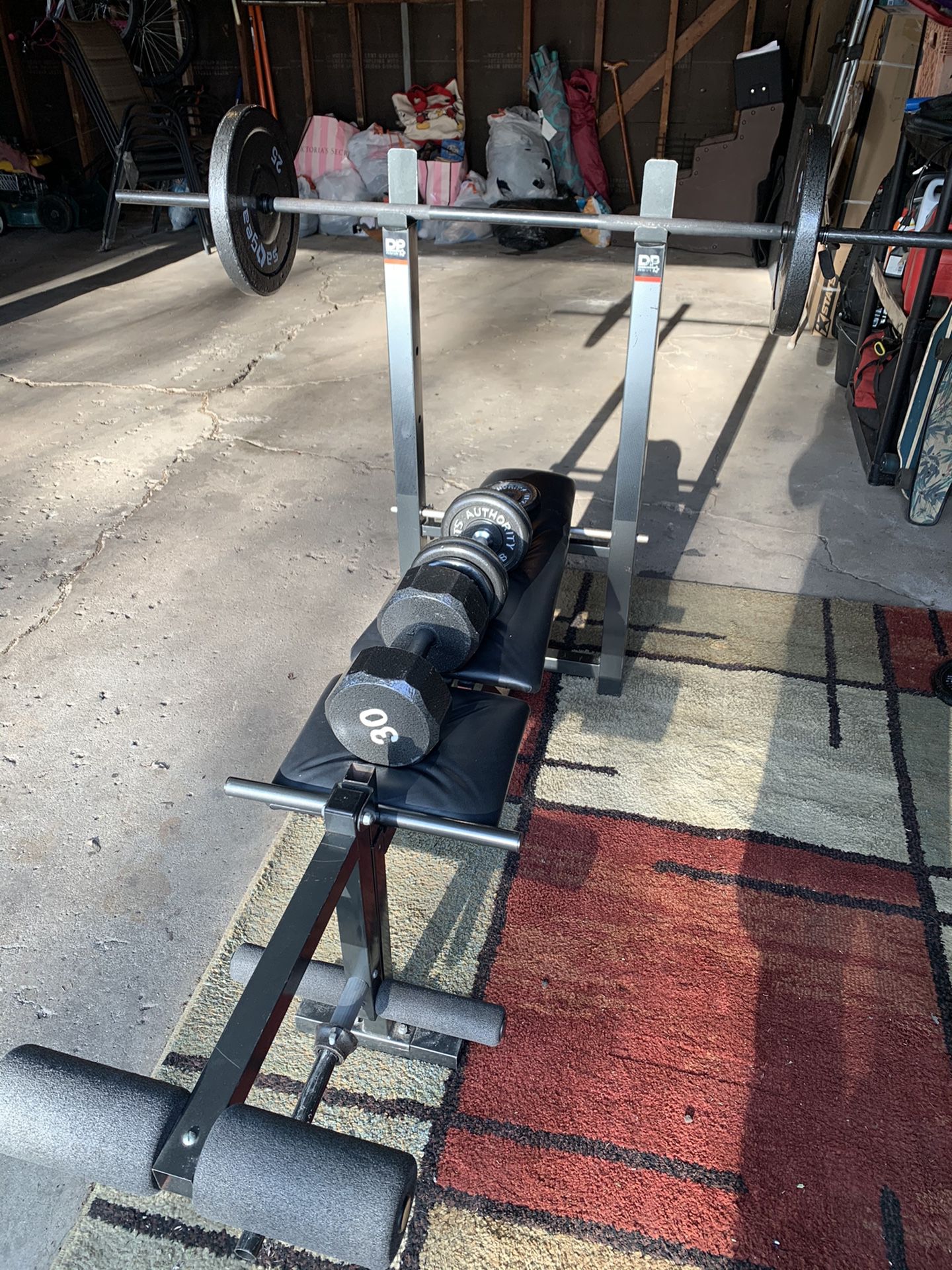 Fit For Life Bench Press w/ additional weights and dumbbells