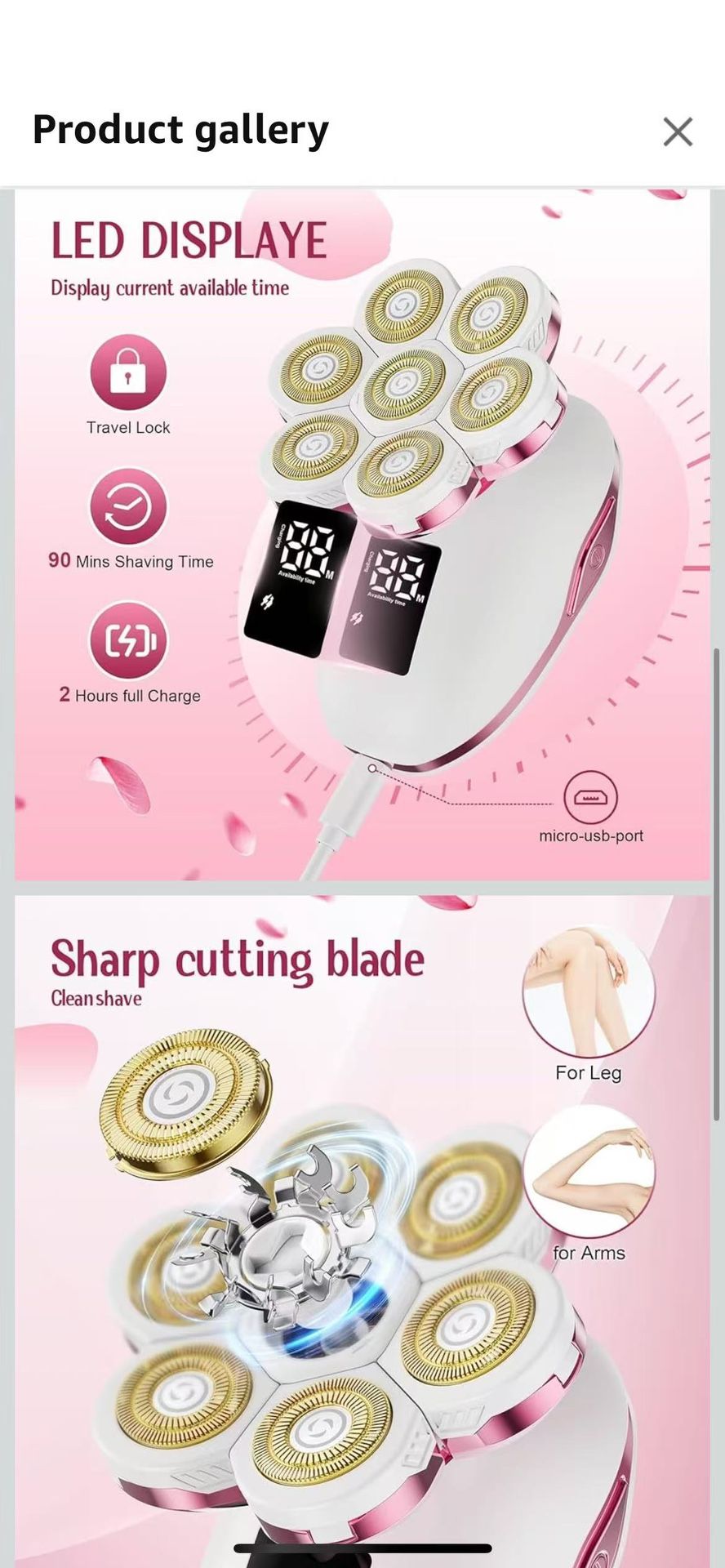 Electric Razors for Women,7D Gifts for Women,Cordless Electric Shaver with Detachable Head Wet/Dry Facial Hair Remover for Legs Painless Water Resista