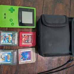 WORKING Nintendo Game Boy Color Green Console Tetris Bag