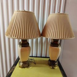 Pair Of Stiffel With Original Stiffel Shades Bread And Cream