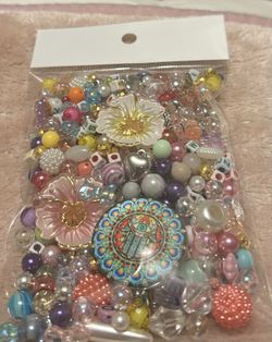Assorted Pastels, Pearl, Silver, Gold & Purple Beads (+200)