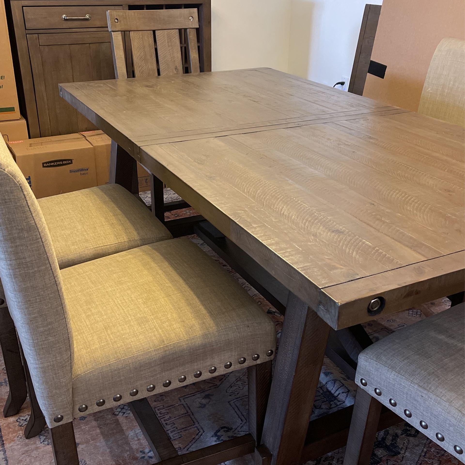 Living spaces 6 Seat Dining table, Chairs and Buffet