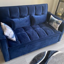 Royal Blue Velvet Sofa Bed 