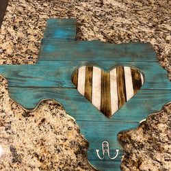 Wood TX wall art with hooks