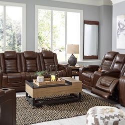 Backtrack Chocolate Power Reclining Living Room Set ( sectional couch sofa loveseat recliner options