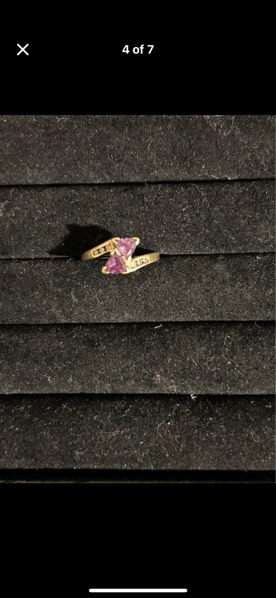 10k Gold Amethyst & Diamond Ring