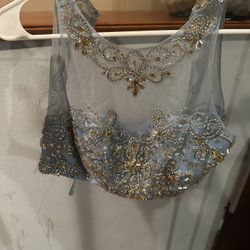 Two Piece Blue Prom Dress For Sale  ( Size S)