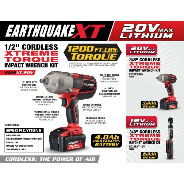 Earthquake Xt 20v Max Lithium 1 2 Cordless Xtreme Torque Impact Wrench For Sale In Bakersfield Ca Offerup