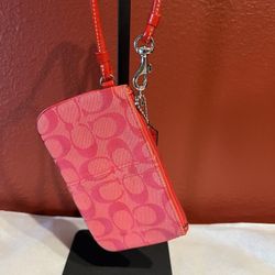 Coach Small Signature Red Wristlet 