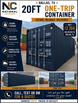 20FT One-Trip Shipping Container – Dallas, TX