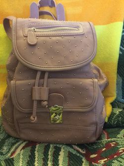 Back pack style / Leather bag with decorative beads New