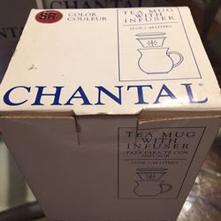 New Chantal Ceramic Tea Pot, Sugar And Creamer Set And Tea Mug With Infuser 
