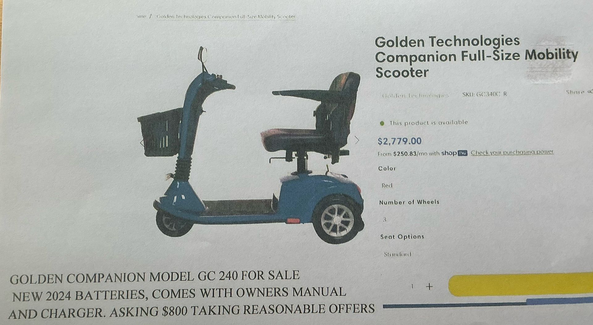 Golden Mobility Scooter