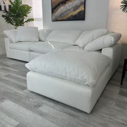 Sectional Modular Cloud 4pcs Couch White Fabric - FREE DELIVERY
