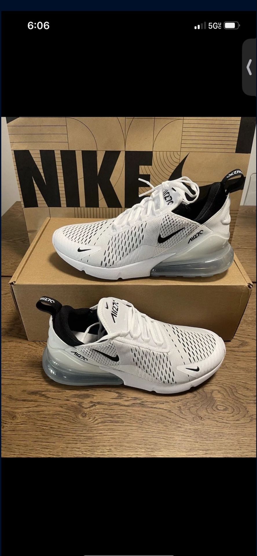 Nike Air Max 270 Running Shoes Unisex White/Black ✓ Women Size