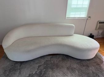Modern Curved Sculptural White Sofa – Priced to Sell FAST - pick up 7/8