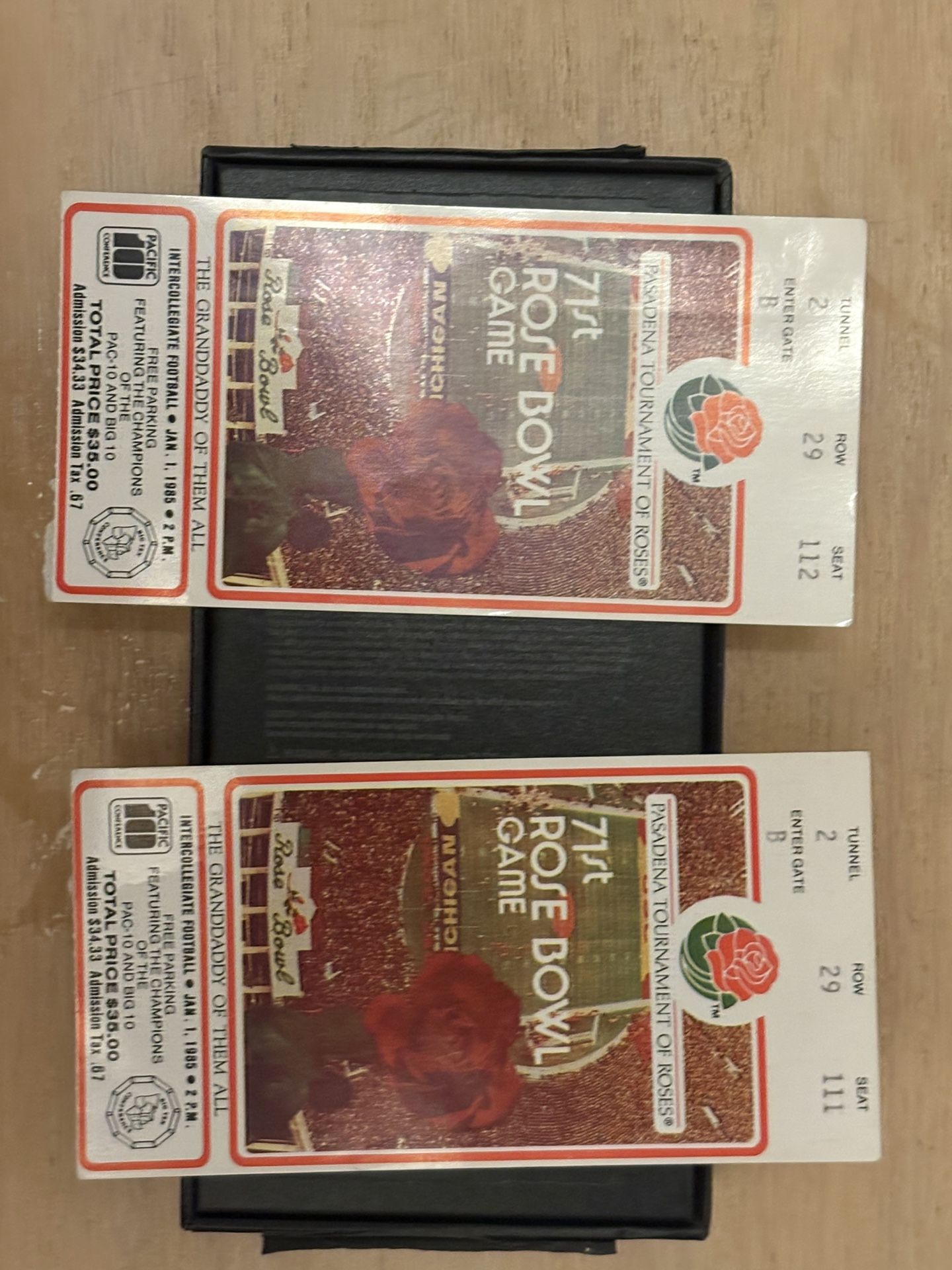 1985 Rose Bowl Tickets 