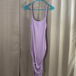 Scrunched Up Purple Long Dress 