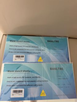 2 blank stencil sheets. 1 milky translucent 10ml, qty 10. 1 clear 4mil, qty 15