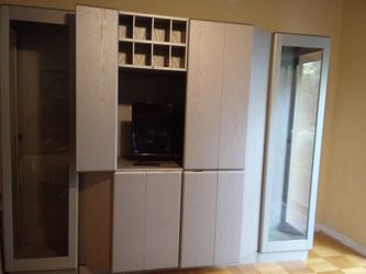 Scan Design Entertainment center. Imported from Denmark. Pewter color.