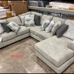 4PC Ardsley Pewter RAF&LAF  Large Sectional, Seccional, gray couch 
