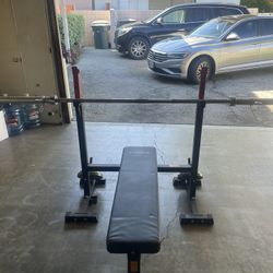 Weight Bench With Clips And 10lb, 5lb Plates