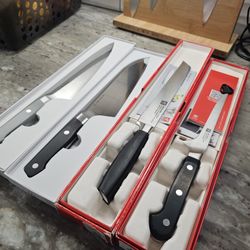 Brand New Zwilling Knife 5 1/2" & 8" And Misen Santoku Knife 7" And Chef Knife 8"