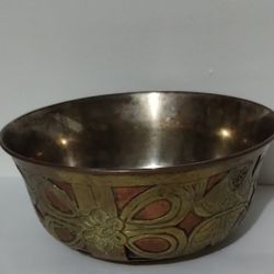 VINTAGE COPPER - BRASS BOWL - POT PLANTER 10"×5"