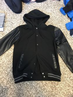 Leather button up jacket size Large