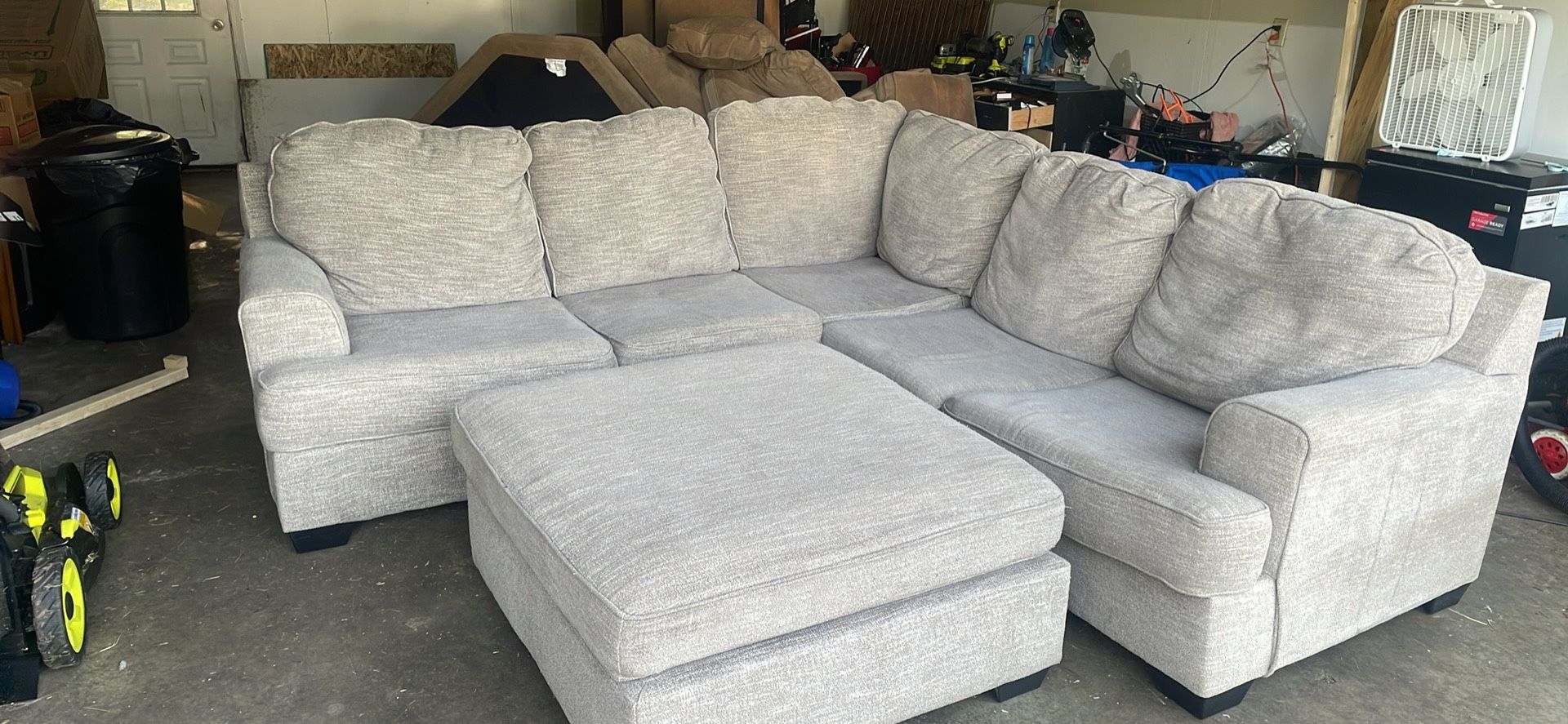 Free Delivery Of 2piece Grey L Shaped Sectional Couches With Storage Ottoman