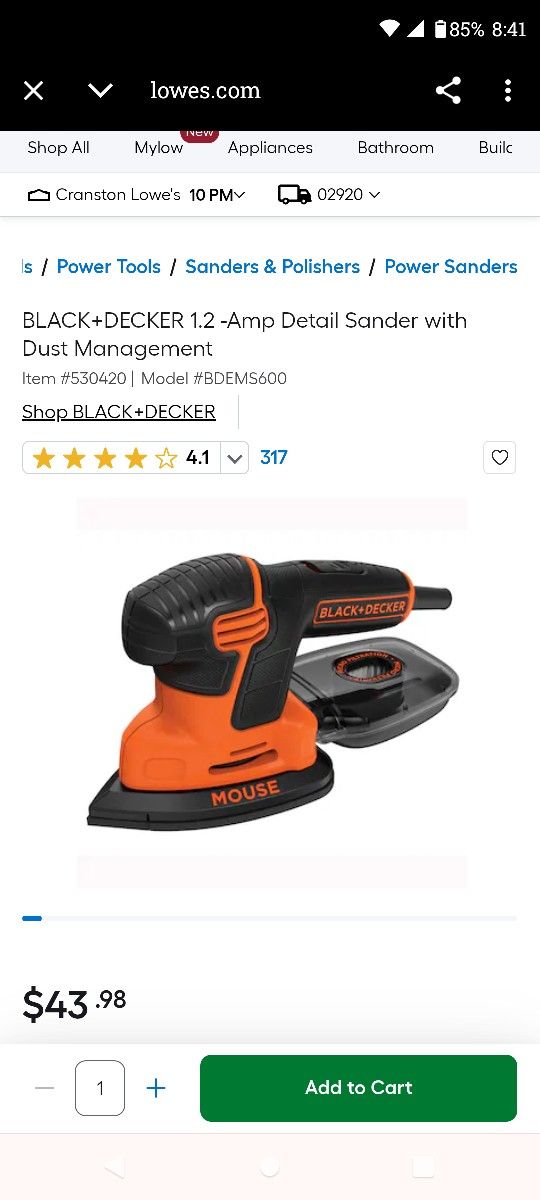 Mouse Sander Black+Decker KA2000-QS 120w