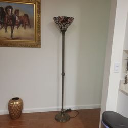 Tiffany-Style Stained Glass Torchiere Floor Lamp